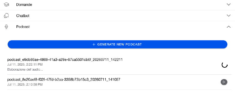 One episode pending TTS synthesis while an earlier one is already playable