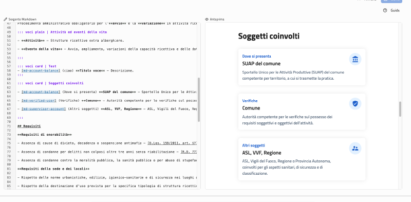 voci cards rendered in the preview