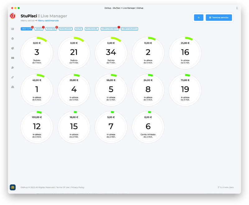 Dishup Live Manager dashboard
