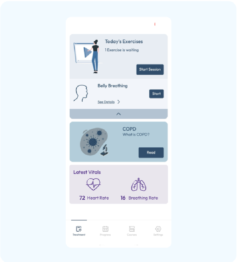 Patient app showing vitals from the video pipeline